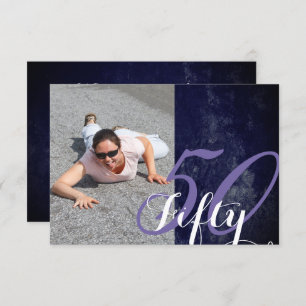 Invitation 50e anniversaire ou anniversaire   Violet et blanc