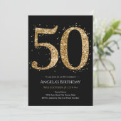 Invitation 50e anniversaire paillettes dorées (Debout devant)