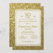 Invitation 50e Anniversaire | Paillettes Dorées (Devant / Derrière)