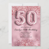 Invitation 50e Anniversaire Paillettes Roses (Devant)