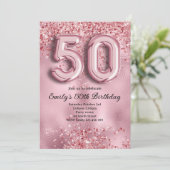 Invitation 50e Anniversaire Paillettes Roses (Debout devant)