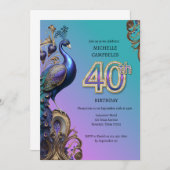 Invitation 50e anniversaire, paon (Devant / Derrière)