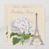 Invitation 50e anniversaire Paris Vintage White Hydrangea Flo (Devant / Derrière)