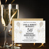 Invitation 50e Anniversaire Parti Elégant Or
