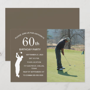 Invitation 50e Anniversaire Partie Golfer Brown Par Golf Phot