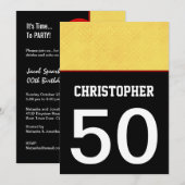 Invitation 50e anniversaire Partie moderne Jaune rouge Noir A (Devant / Derrière)