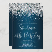Invitation 50e anniversaire Parties scintillant d'argent Ocea (Devant / Derrière)