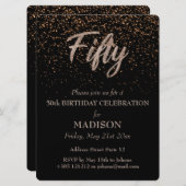 Invitation 50e anniversaire Parties scintillant d'or (Devant / Derrière)