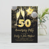 Invitation 50e Anniversaire Parties scintillant d'or Confetti (Debout devant)