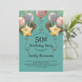 Invitation 50e anniversaire Parties scintillant d'or Confetti (Debout devant)