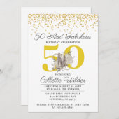 Invitation 50e anniversaire Parties scintillant or Confetti N (Devant / Derrière)