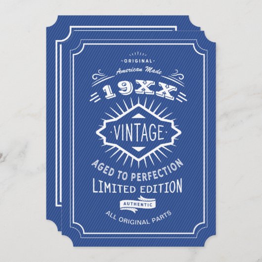 Invitation 50e Anniversaire Party Blue and White Limited Edit (Devant / Derrière)