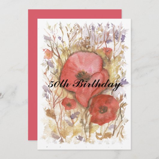 Invitation 50e anniversaire Pavot rouge (Devant / Derrière)
