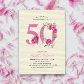 Invitation 50e anniversaire Peony rose Floral Numéro 50