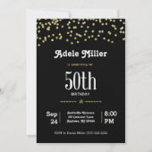 Invitation 50e anniversaire personnalisable avec or brillant (Devant)