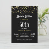 Invitation 50e anniversaire personnalisable avec or brillant (Debout devant)