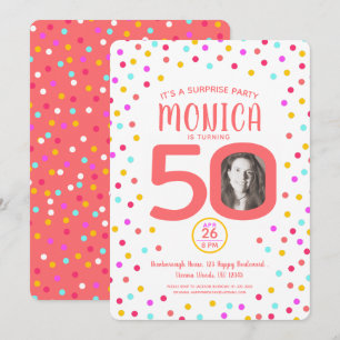 Invitation 50e anniversaire personnalisé avec photo de corail