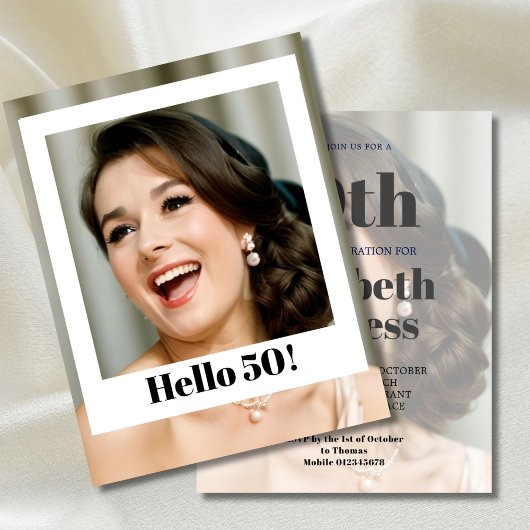 Invitation 50e anniversaire Photo moderne Surprise