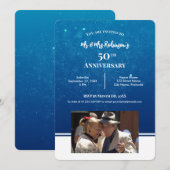 Invitation 50e anniversaire Photo personnalisée Eau bleu fonc (Devant / Derrière)