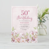 Invitation 50e anniversaire Pink Floral (Debout devant)