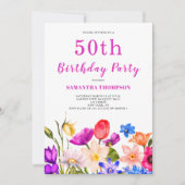 Invitation 50e anniversaire Pink Floral (Devant)