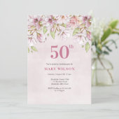 Invitation 50e anniversaire Pink Floral (Debout devant)