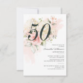 Invitation 50e anniversaire Pink Floral Greenery Botanical (Devant)