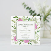 Invitation 50e anniversaire Pink Hydrangeas (Debout devant)