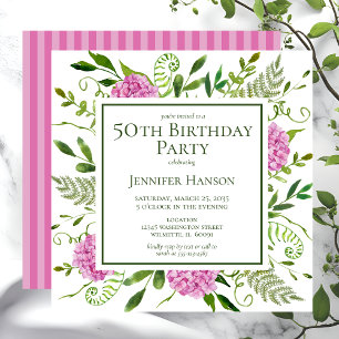 Invitation 50e anniversaire Pink Hydrangeas