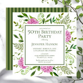 Invitation 50e anniversaire Pink Hydrangeas