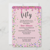Invitation 50e Anniversaire Pink Icing Et Sprinkles (Devant)