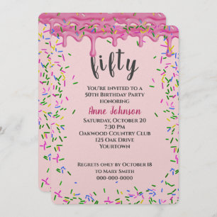 Invitation 50e Anniversaire Pink Icing Et Sprinkles