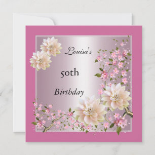 Invitation 50e anniversaire Pink Lotus Blossom Floral