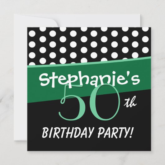 Invitation 50e anniversaire Pois Modèle moderne (Devant)