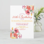 Invitation 50e anniversaire Poppy Printemps Floral été (Debout devant)