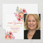 Invitation 50e anniversaire Poppy Spring Floral Photo (Devant / Derrière)