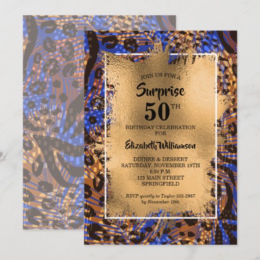 Invitation 50e anniversaire Poster de animal d'or (Devant / Derrière)