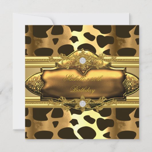 Invitation 50e anniversaire Poster de animal Gold (Devant)
