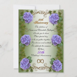 Invitation "50e anniversaire" pour les parents, hydrangea flo