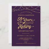 Invitation 50e anniversaire Purple Gold String lumières (Devant)