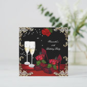Invitation 50e Anniversaire Red Rose Gold Champagne (Debout devant)