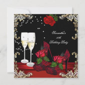 Invitation 50e Anniversaire Red Rose Gold Champagne (Devant)