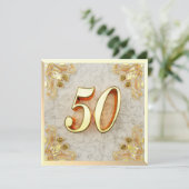 Invitation 50e anniversaire Regal Gold Marble Salutation ou (Debout devant)