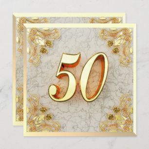 Invitation 50e anniversaire Regal Gold Marble Salutation ou