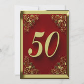 Invitation 50e anniversaire Regal Gold Red Greeting ou (Devant)