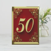 Invitation 50e anniversaire Regal Gold Red Greeting ou (Debout devant)