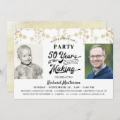 Invitation 50e Anniversaire Retro Typographie Or Black Photo (Devant / Derrière)