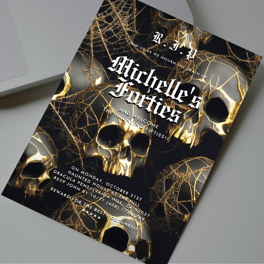 Invitation 50e anniversaire RIP Quarties Black Gold Crâne mod