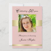 Invitation 50e anniversaire Rose de fête Gold Photo Invitatio (Devant)
