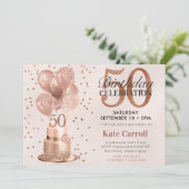 Invitation 50e anniversaire Rose Gold Cake (Debout devant)